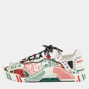 Pre Owned Dolce & Gabbana Multicolor Canvas Graffiti Print Ns1 Low Top Sneakers Size 40