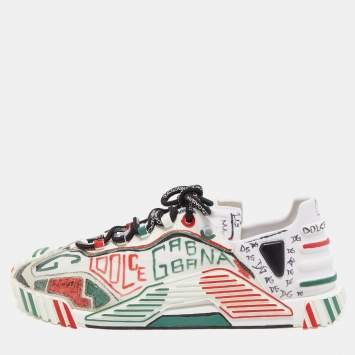 Pre Owned Dolce & Gabbana Multicolor Canvas and Fabric Graffti Print NS1 Low Top Sneakers Size 44
