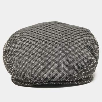 Pre Owned Dolce & Gabbana Black Patterned Silk Flat Cap Size 57