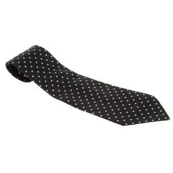 Pre Owned Dolce & Gabbana Black Polka Dotted Silk Broad Traditional Tie