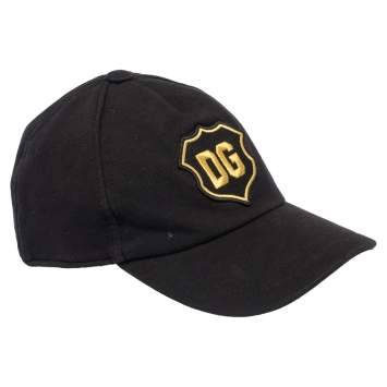 Pre Owned Dolce & Gabbana Black DG Crest Cotton Jersey Baseball Cap