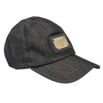 Pre Owned Dolce & Gabbana Charcoal Grey Denim Baseball Cap