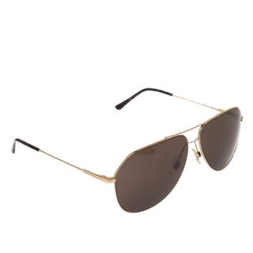 Pre Owned Dolce & Gabbana Brown/Gold Tinted Aviator Sunglasses