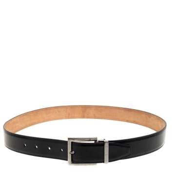 Pre Owned Dolce & Gabbana Black Glossy Leather Classic Belt 90CM