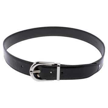 Pre Owned Dolce & Gabbana Black Glossy Leather Belt 95CM