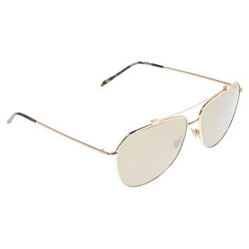 Pre Owned Dolce & Gabbana Gold / Gold Mirrored DG2190 Pilot Sunglasses