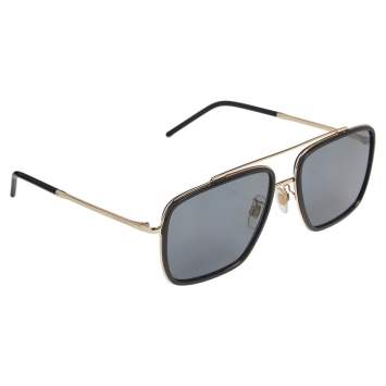 Pre Owned Dolce & Gabbana Black / Grey DG 2220 Pilot Sunglasses