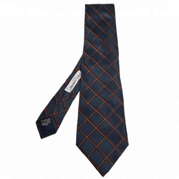 Pre Owned Dolce & Gabbana Cravatte Navy Blue Patterned Silk Jacquard Tie