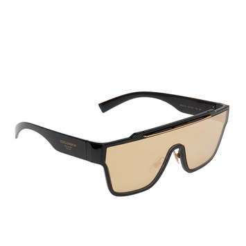 Pre Owned Dolce & Gabbana Black/Gold Mirrored DG-6125 Shield Sunglasses