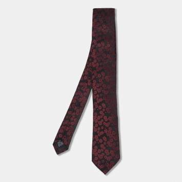 Pre Owned Dolce & Gabbana Bicolor Floral Jacquard Silk Tie