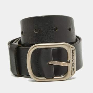 Pre Owned Dolce & Gabbana Black Leather Belt 100CM