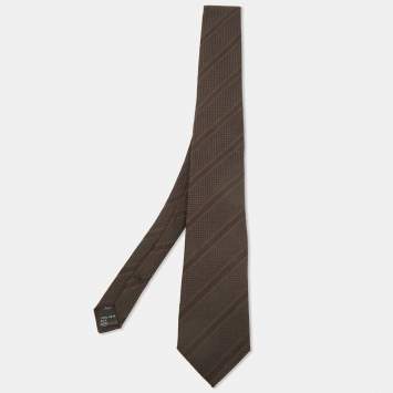 Dolce & Gabbana Brown Striped Silk Skinny Tie