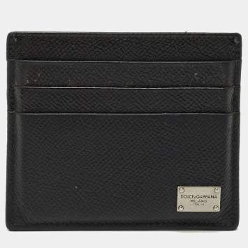 Pre Owned Dolce & Gabbana Black Leather Logo Card Holder