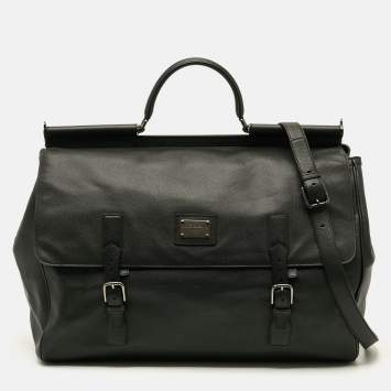 Pre Owned حقيبة نهاية الأسبوع جلد أسود دولتشي أند غابان ا صقلية