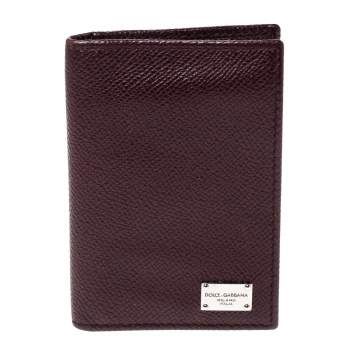 Pre Owned Dolce & Gabbana Dark Burgundy Leather Bifold Card Holder