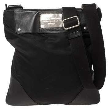 Pre Owned Dolce & Gabbana Black Nylon and Leather Messenger Bag