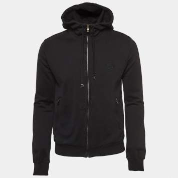 Pre Owned Dolce & Gabbana Black Crest Detail Cotton Hoodie S