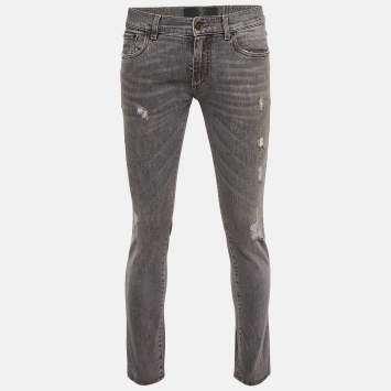 Pre Owned Dolce & Gabbana Grey Distressed Denim Jeans M Waist 30"