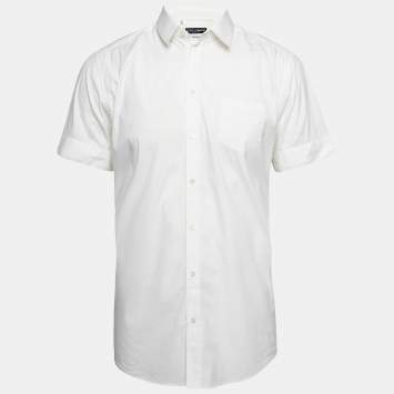 Pre Owned Dolce & Gabbana White Poplin Short Sleeves Shirt XL