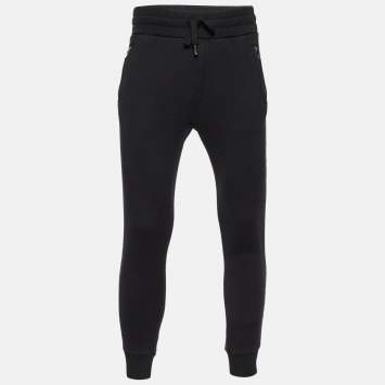 Pre Owned Dolce & Gabbana Black Cotton Jogger Pants XS