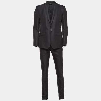Pre Owned Dolce & Gabbana Black Wool Blend Tailored Pants Suit M