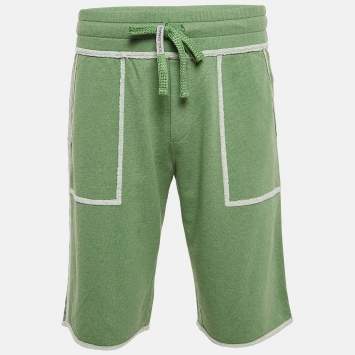 Pre Owned Dolce & Gabbana Green Contrast Trim Knit Shorts L