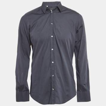 Pre Owned Dolce & Gabbana Blue Cotton Button Front Shirt M