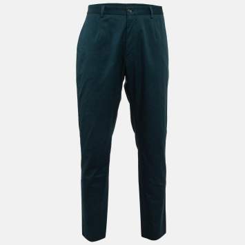 Pre Owned Dolce & Gabbana Green Cotton Formal Trousers XXXL