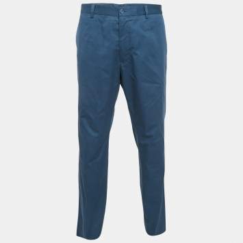 Pre Owned Dolce & Gabbana Blue Cotton Trousers XXXL 