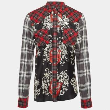 Pre Owned Dolce & Gabbana Red Checks Printed Cotton Blend Shirt XXL