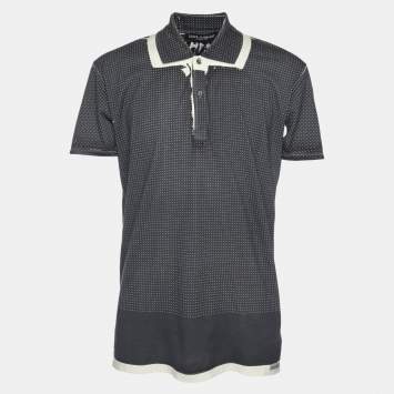 Pre Owned Dolce & Gabbana Blue/White Polka Dot Print T-Shirt M