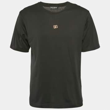 Pre Owned Dolce & Gabbana Black Logo Jewel Cotton Jersey T-Shirt XS