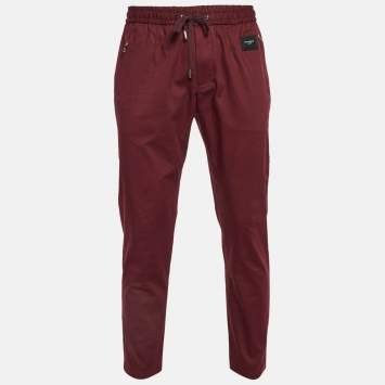 Pre Owned Dolce & Gabbana Burgundy Cotton jogger Pants M