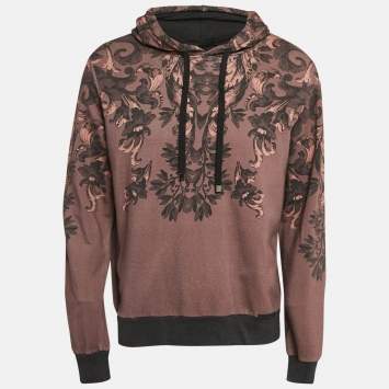 Pre Owned Dolce & Gabbana Wine Pink Printed Cotton Hoodie XL