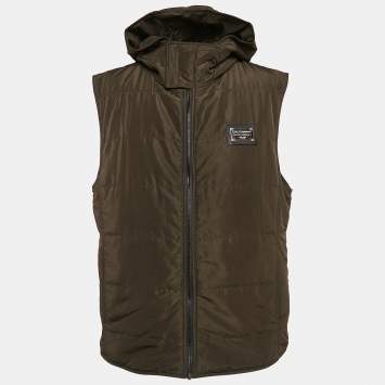 Pre Owned Dolce & Gabbana Green Synthetic Hooded Vest XXL