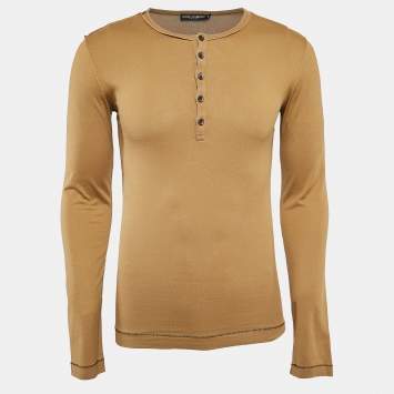 Pre Owned Dolce & Gabbana Brown Jersey Long Sleeve T-Shirt XS