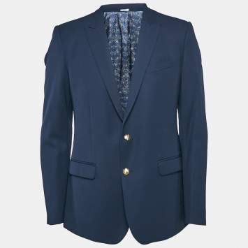 Pre Owned Dolce & Gabbana Navy Blue Gabardine Wool Tailored Martini Blazer L