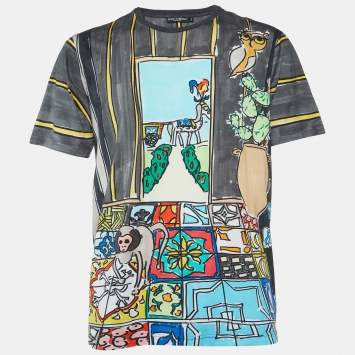 Pre Owned Dolce & Gabbana Multicolor Printed Cotton T-Shirt XXL