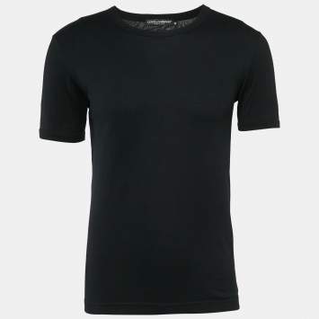 Pre Owned Dolce & Gabbana Black Jersey Crew Neck T-Shirt XS