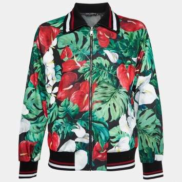 Pre Owned Dolce & Gabbana Multicolor Anthurium Print Jersey Track Jacket L