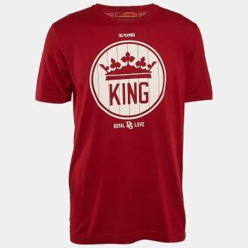 Pre Owned Dolce & Gabbana Red King Print Jersey Crewneck T-Shirt XL