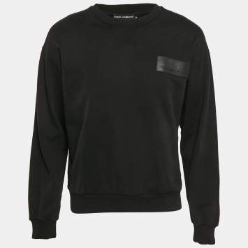 Pre Owned Dolce & Gabbana Black Cotton Knit Crew Neck Sweatshirt S