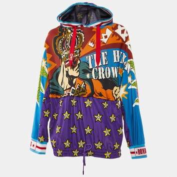 Pre Owned Dolce & Gabbana Multicolor Superhero King Print Cotton Hoodie L