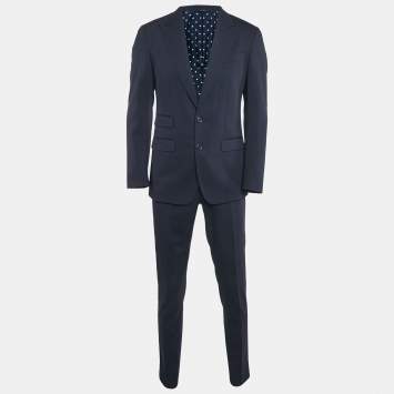 Pre Owned Dolce & Gabbana Navy Blue Wool Blend Tailored Pants Suit S
