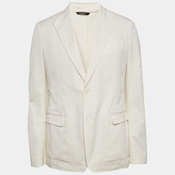 Pre Owned Dolce & Gabbana Off-White Gabardine Cotton Single Breasted Blazer XL