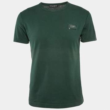 Pre Owned Dolce & Gabbana Green Cotton Knit T-Shirt S