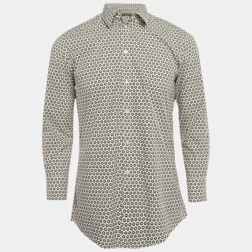 Pre Owned Dolce & Gabbana White Printed Cotton Long Sleeve Shirt M