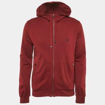 Pre Owned Dolce & Gabbana Burgundy Cotton Hooded Zip-Up Jacket L