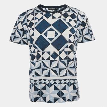 مملوكة مسبقًا Dolce & Gabbana Blue Gio Ponti Print Cotton Jersey T-Shirt XL 