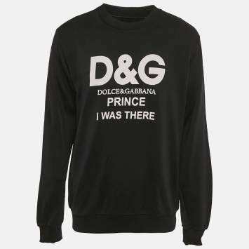 Pre Owned Dolce & Gabbana Black Logo Print Cotton Knit Crew Neck Sweatshirt XL